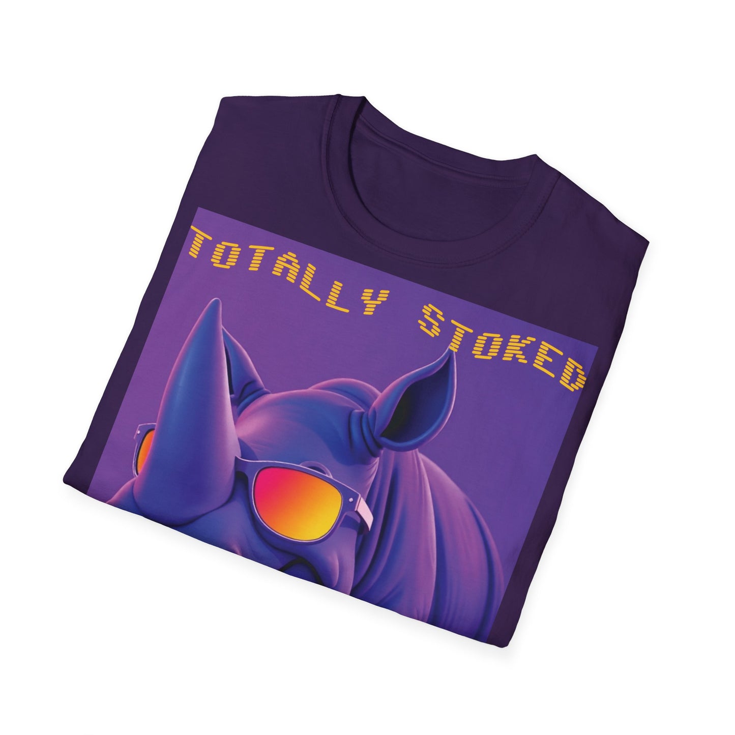 Totally Stoked Rhino Unisex T-Shirt - Fun Graphic Tee for Animal Lovers