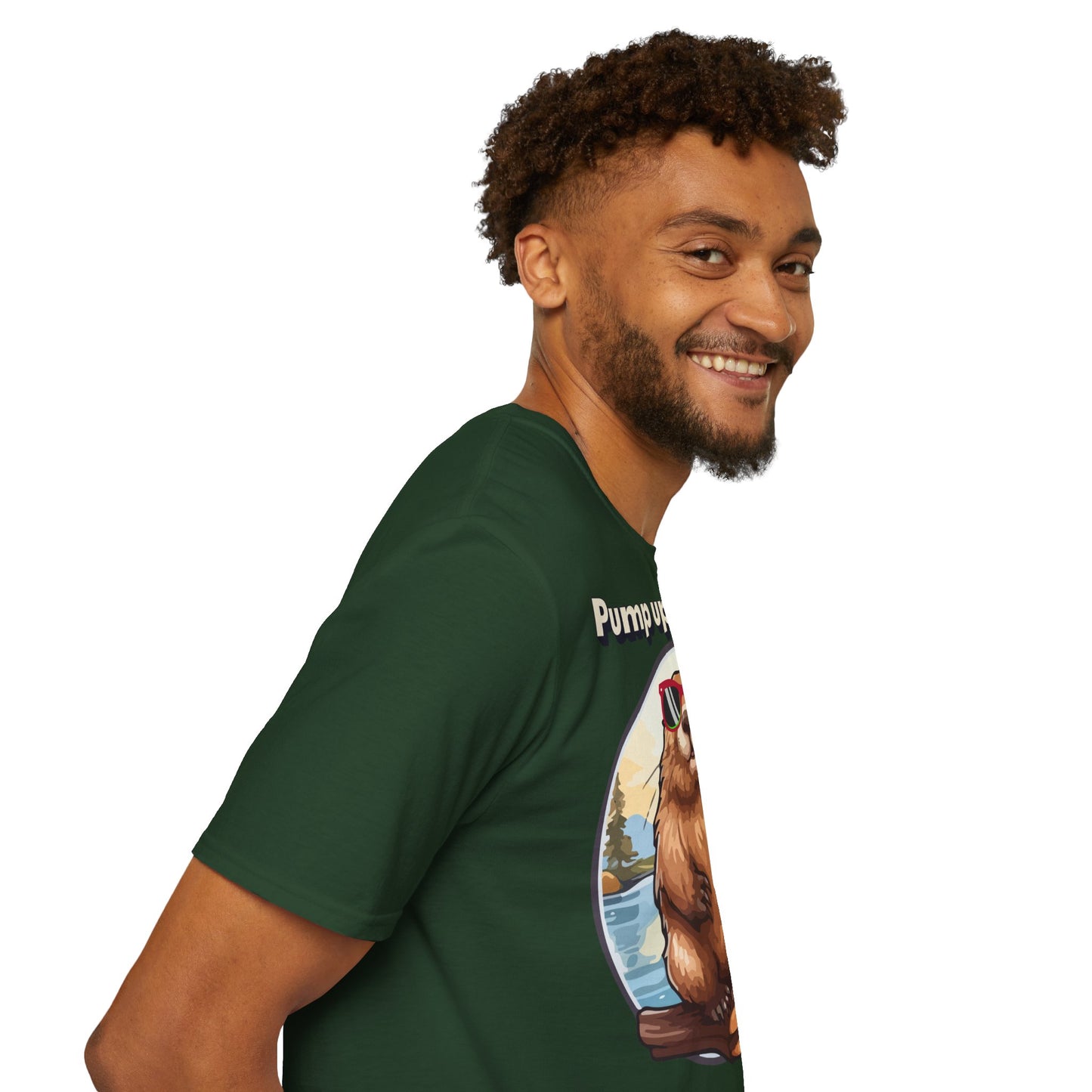 Pump Up the Dam Funny Beaver T-Shirt - Unisex Softstyle Tee