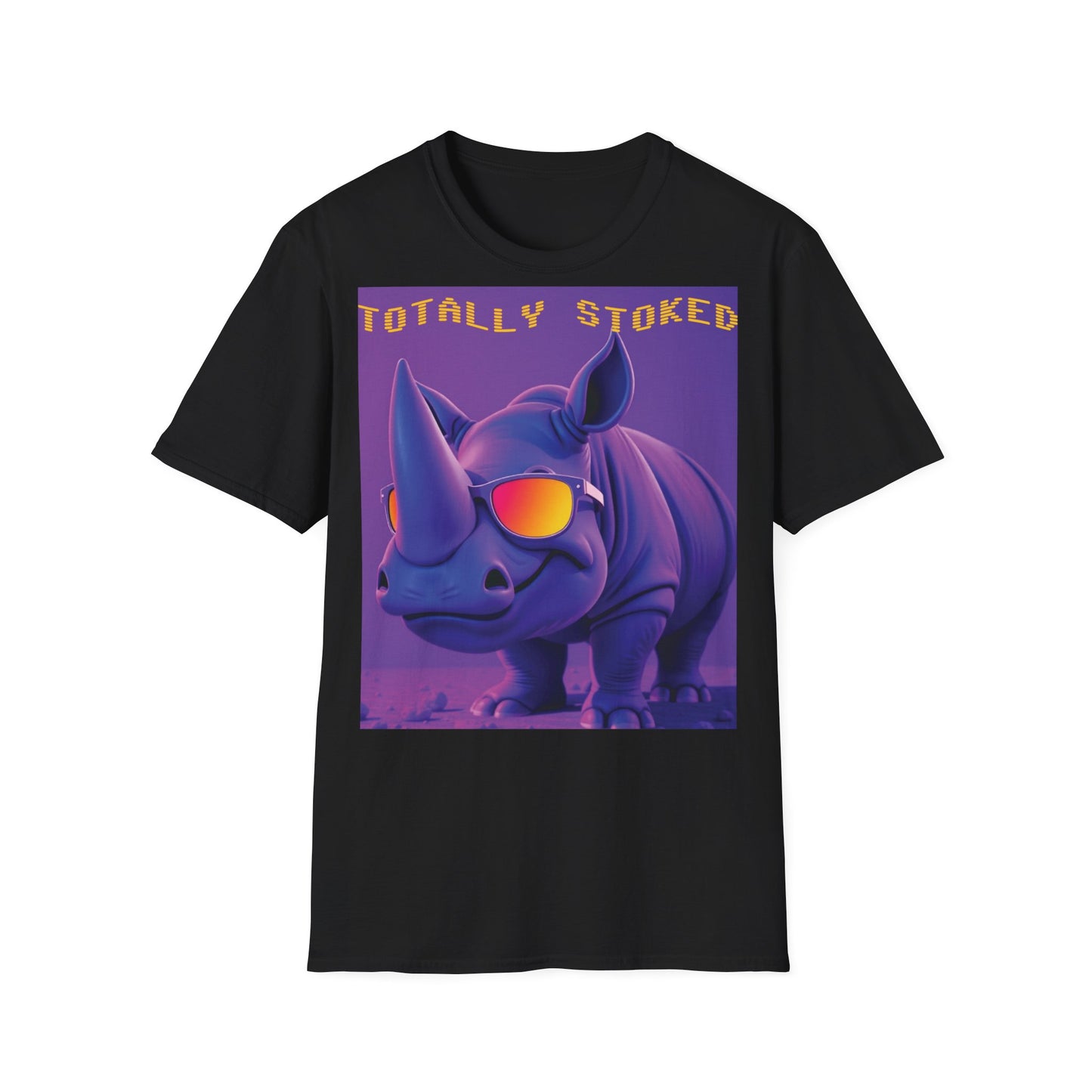 Totally Stoked Rhino Unisex T-Shirt - Fun Graphic Tee for Animal Lovers