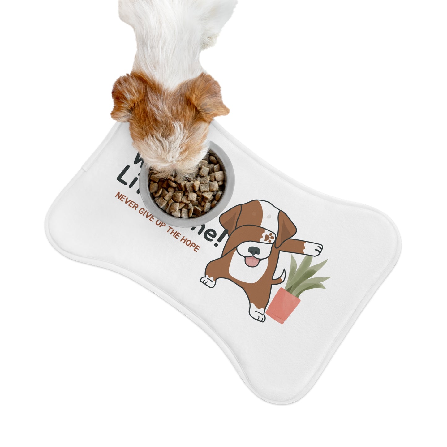 Cute Dog Feeding Mat - 'Welcome, Little One!' with Hopeful Design