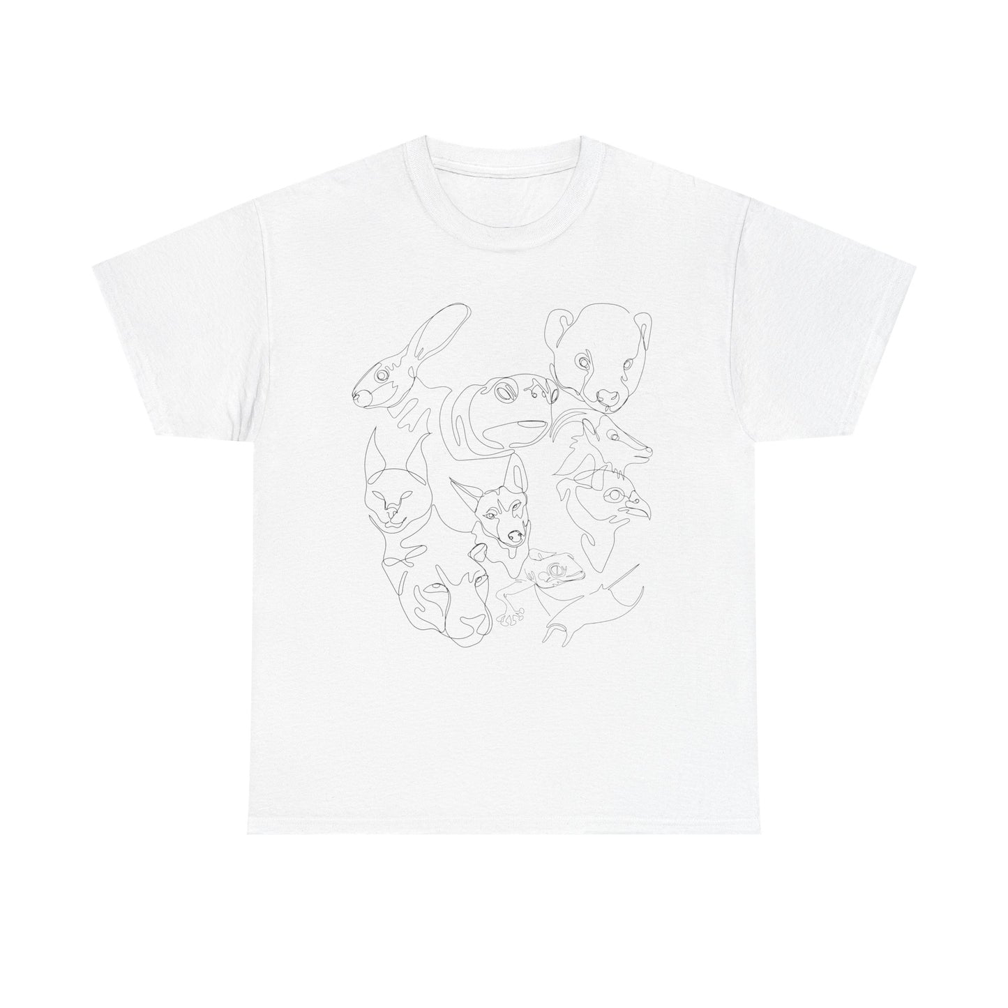 Wildlife Line Art Unisex Heavy Cotton Tee