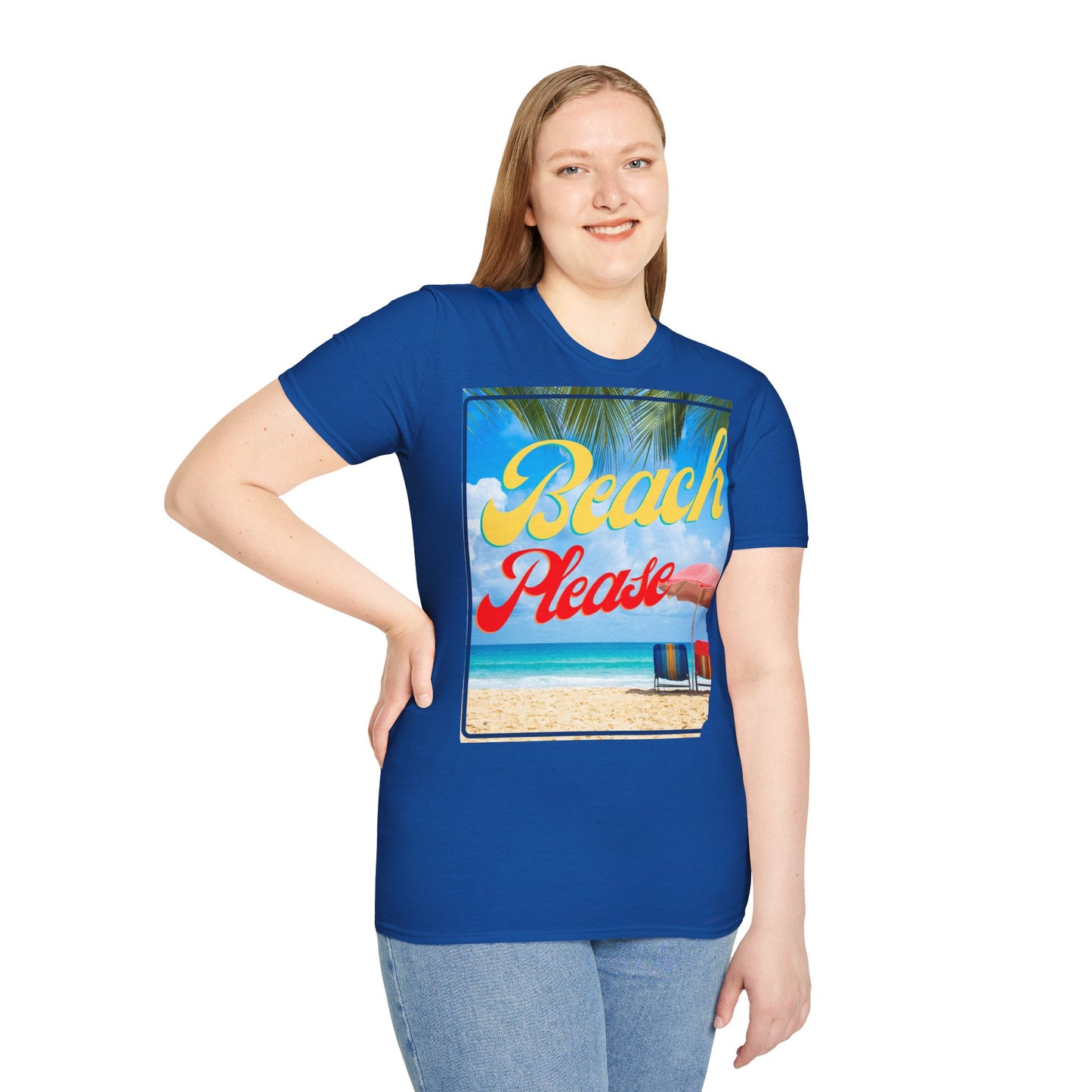 Beach Please Unisex Softstyle T-Shirt - Fun Summer Vibe for Beach Lovers