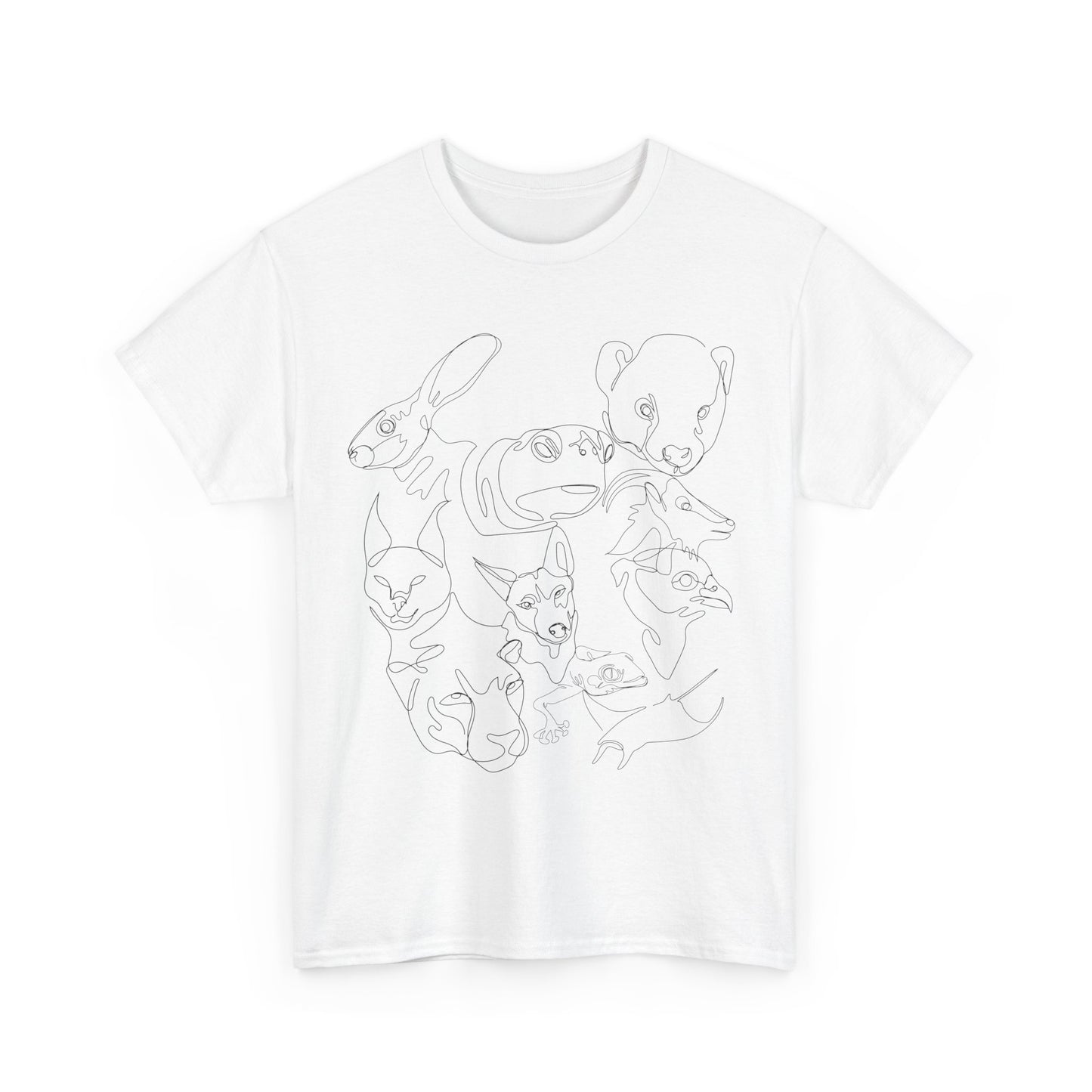 Wildlife Line Art Unisex Heavy Cotton Tee