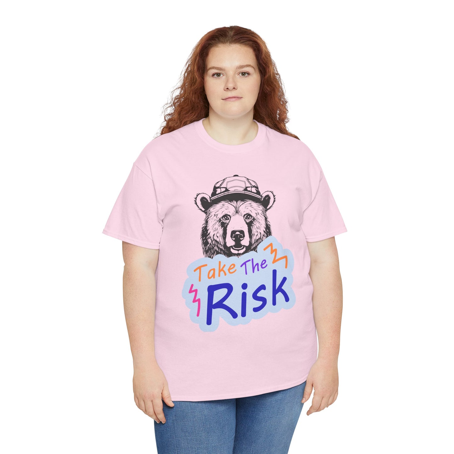 Take the Risk Bear Tee - Unisex Heavy Cotton Shirt for Adventure Seekers