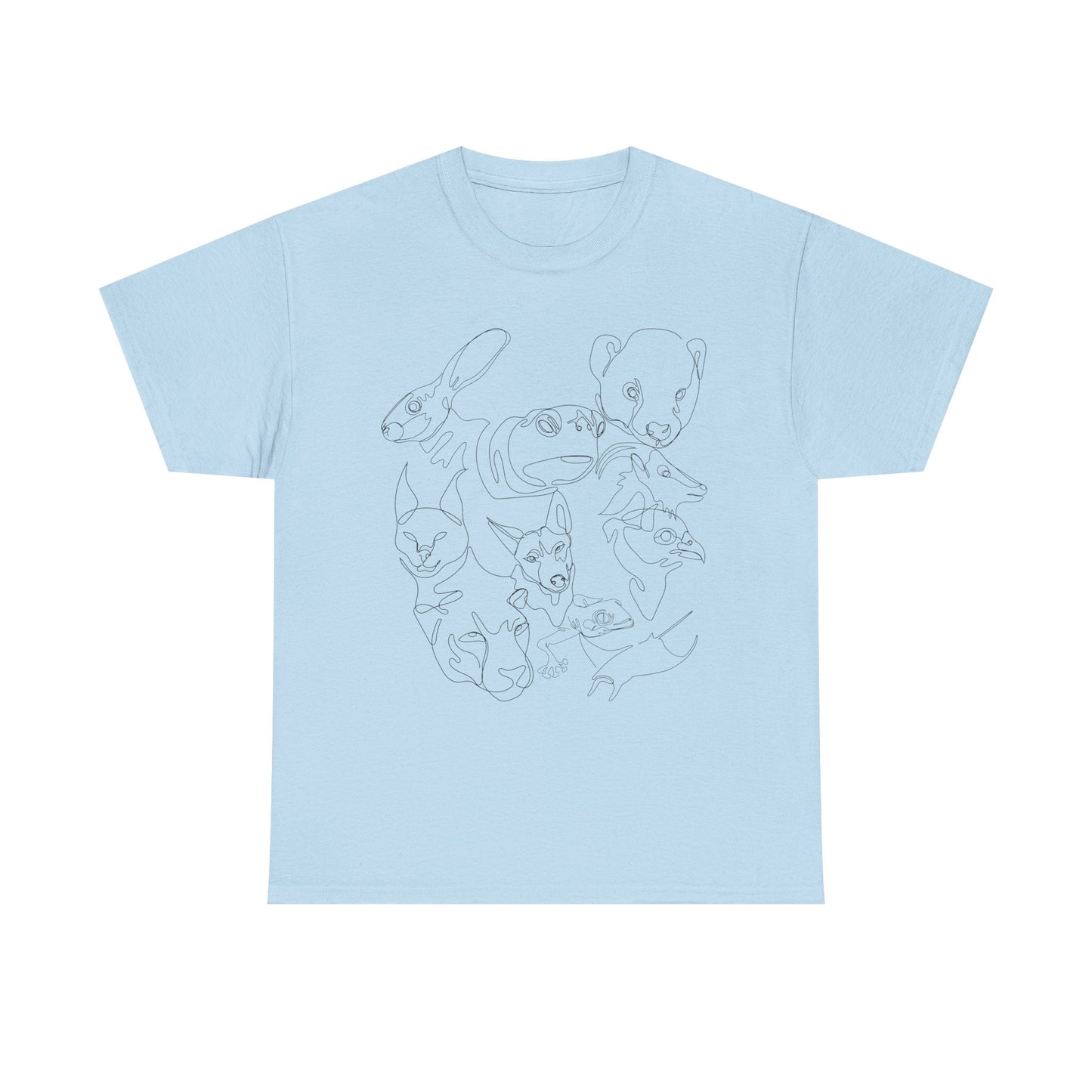 Wildlife Line Art Unisex Heavy Cotton Tee