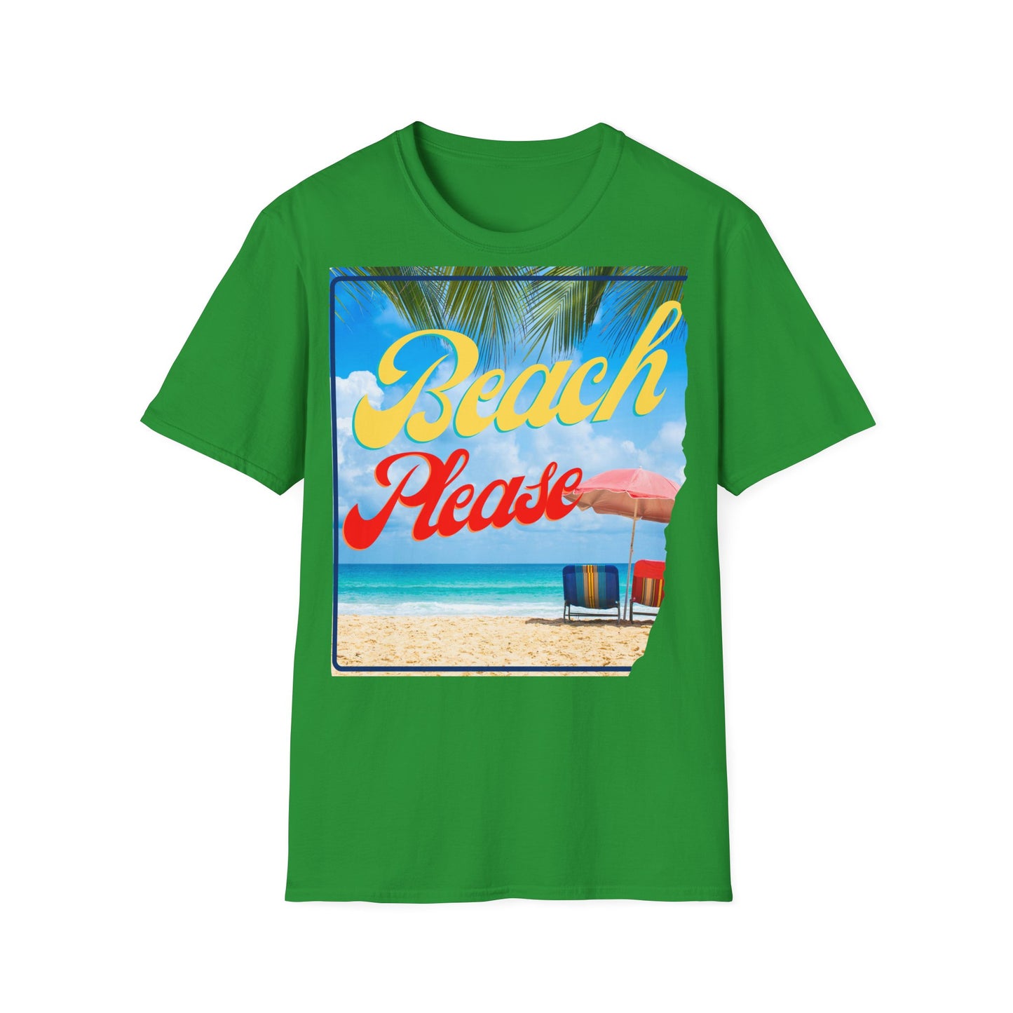 Beach Please Unisex Softstyle T-Shirt - Fun Summer Vibe for Beach Lovers