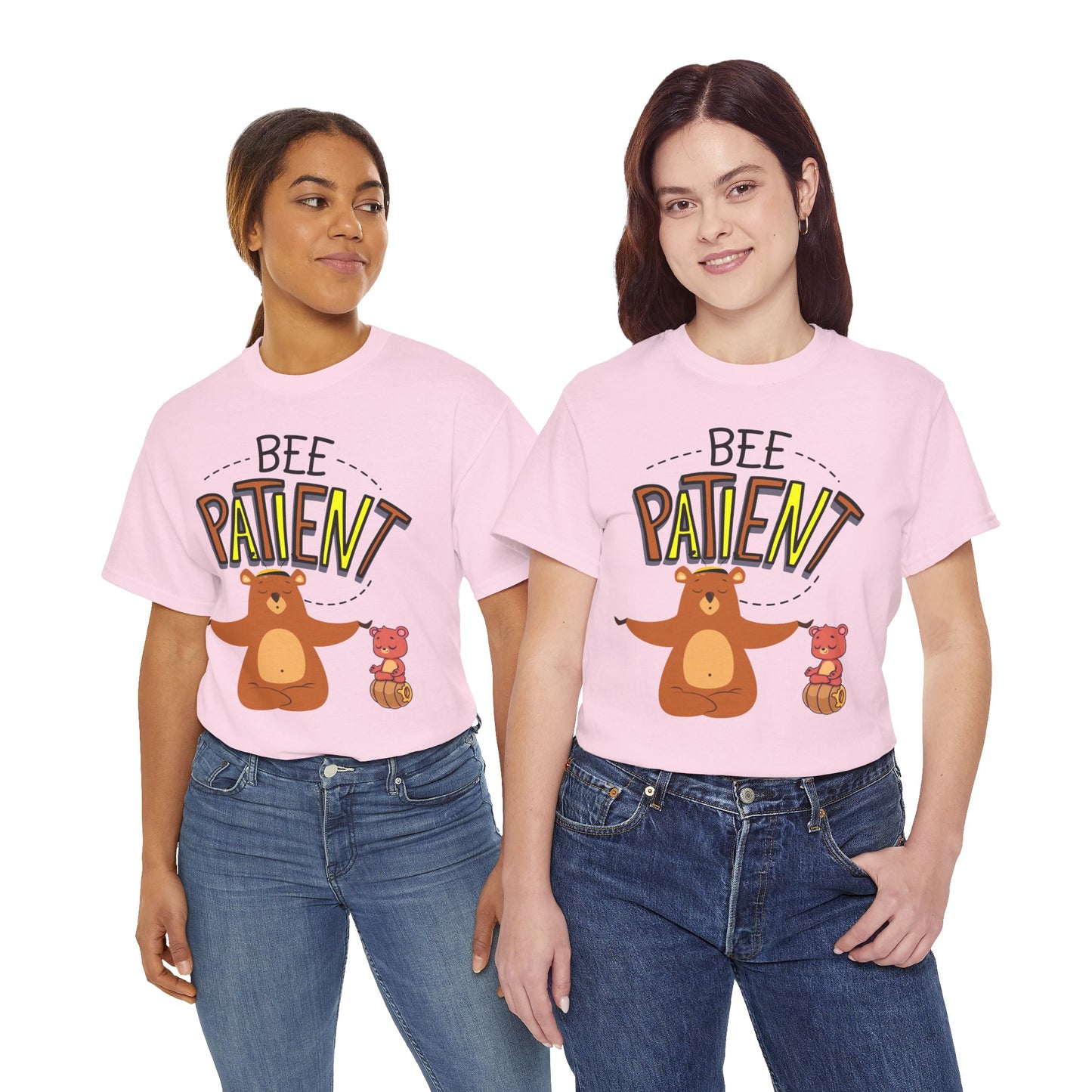 Bee Patient Unisex Heavy Cotton Tee - Cute Bear Design for Every Occasion