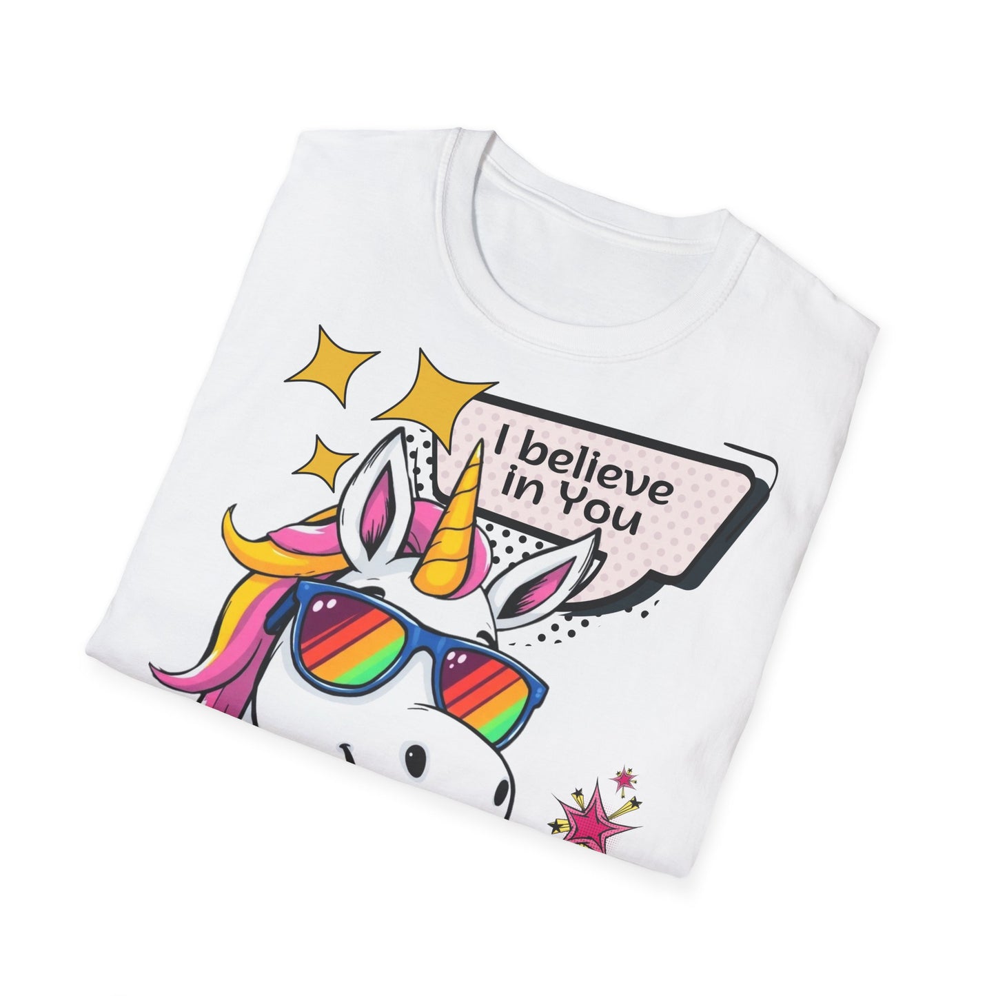 I Believe in You Unicorn Unisex Softstyle T-Shirt - Fun & Motivational Tee