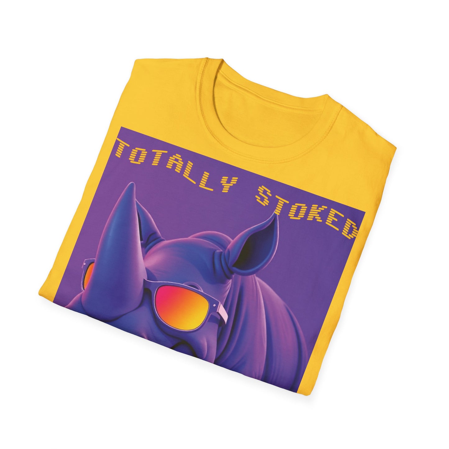Totally Stoked Rhino Unisex T-Shirt - Fun Graphic Tee for Animal Lovers