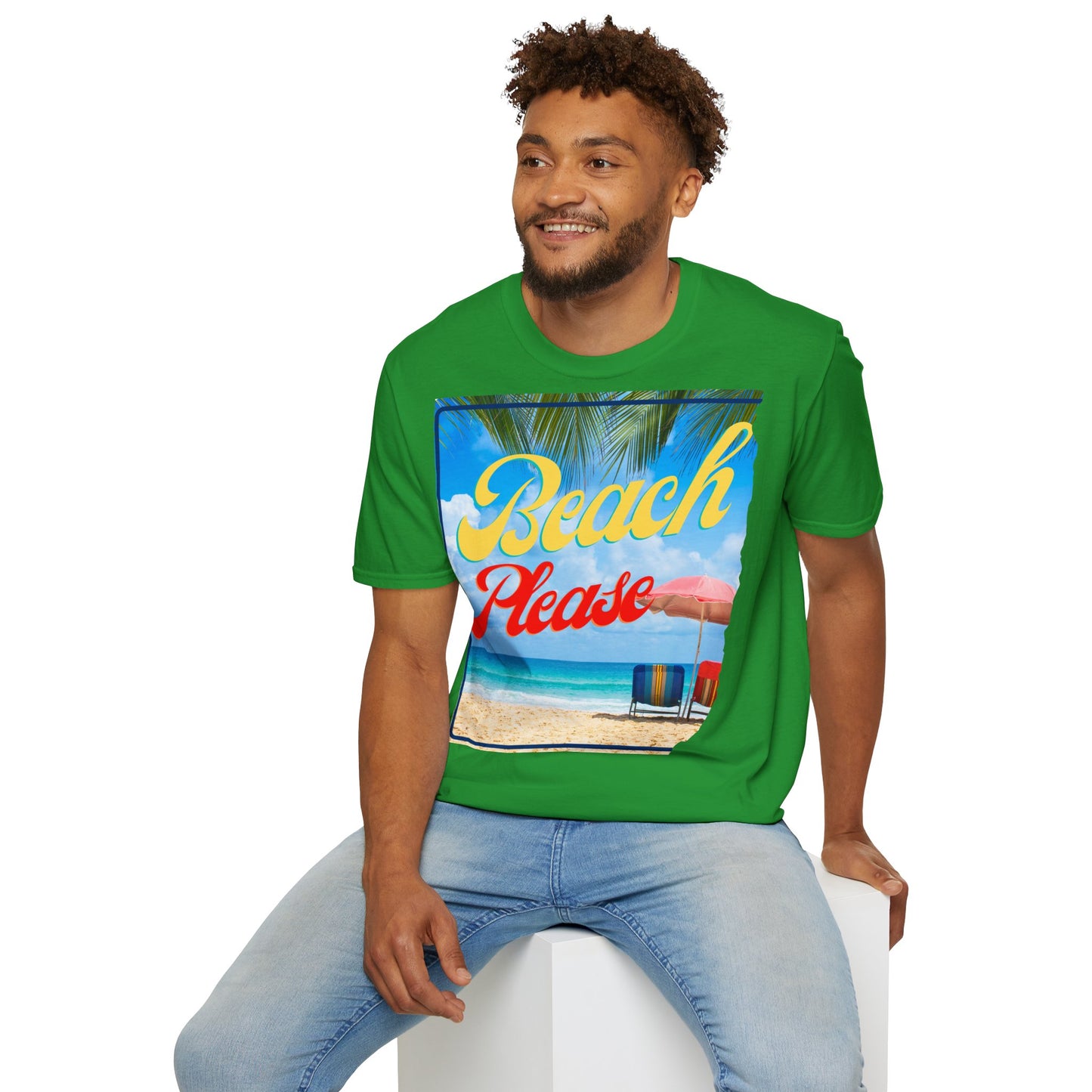 Beach Please Unisex Softstyle T-Shirt - Fun Summer Vibe for Beach Lovers