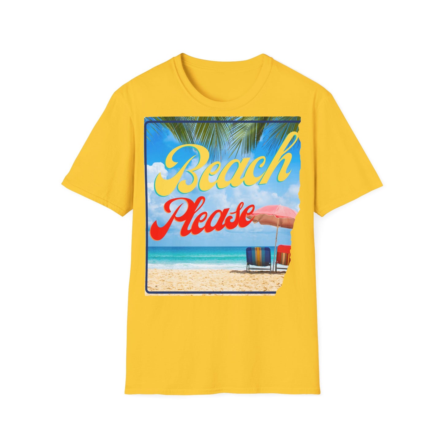 Beach Please Unisex Softstyle T-Shirt - Fun Summer Vibe for Beach Lovers