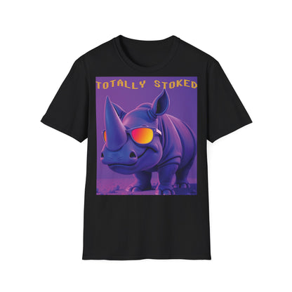 Totally Stoked Rhino Unisex T-Shirt - Fun Graphic Tee for Animal Lovers