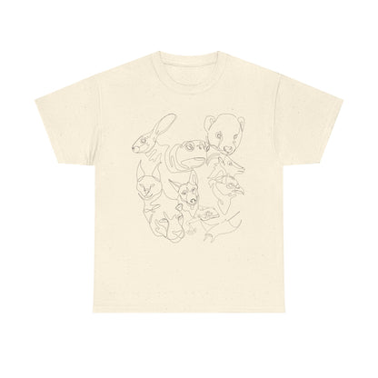 Wildlife Line Art Unisex Heavy Cotton Tee