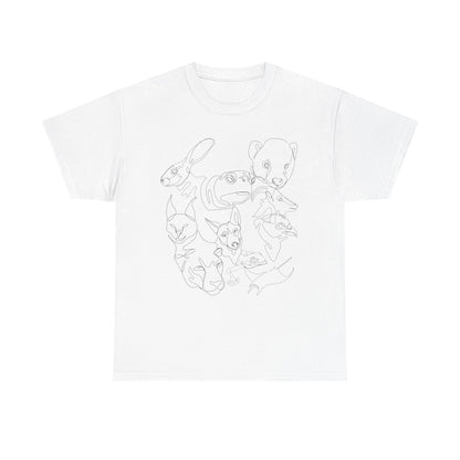Wildlife Line Art Unisex Heavy Cotton Tee