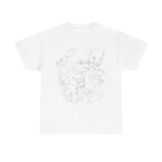 Wildlife Line Art Unisex Heavy Cotton Tee