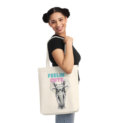 Feeling Cute Elephant in glasses - Woven Tote Bag