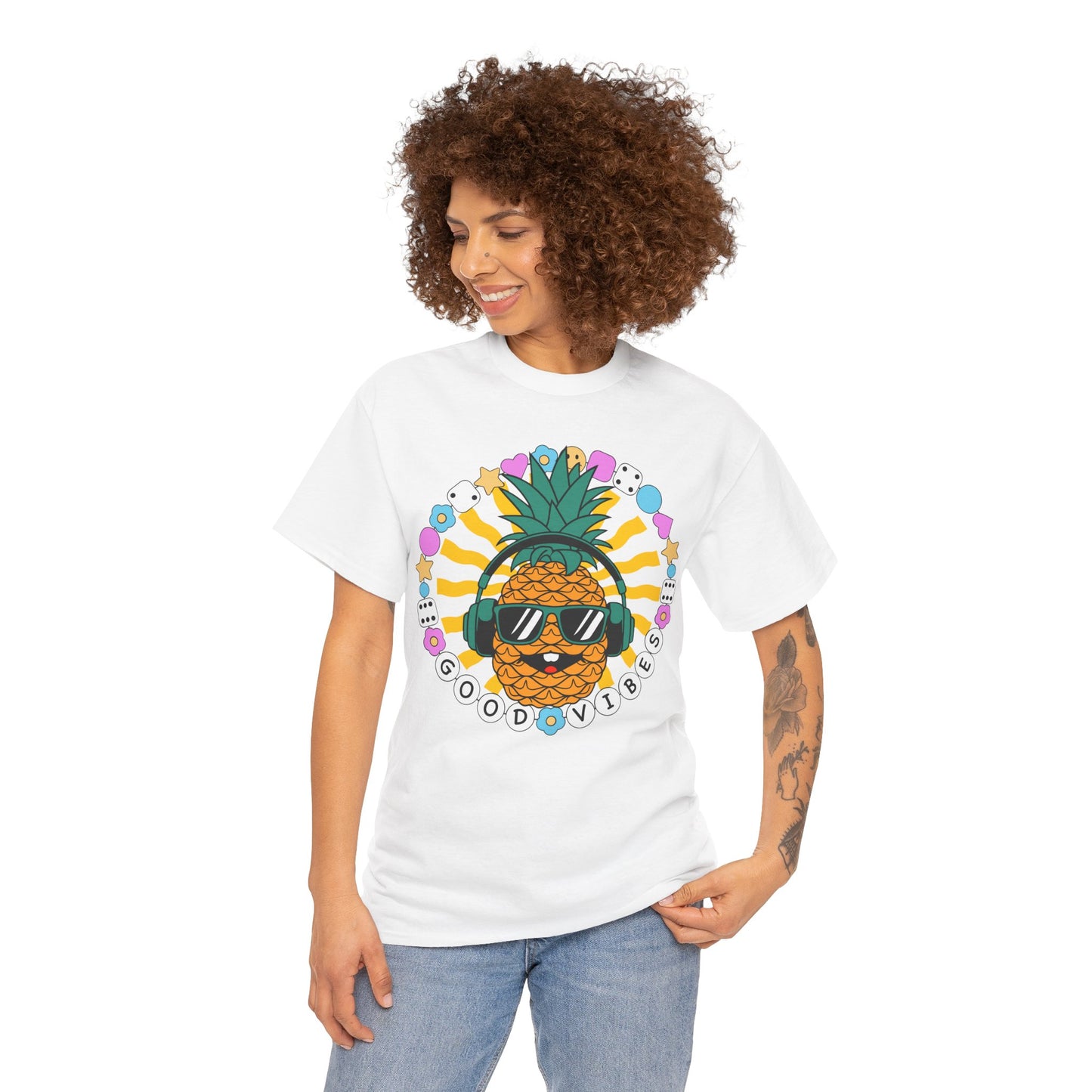 Good Vibes Pineapple Unisex Summer T-Shirt