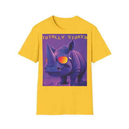 Totally Stoked Rhino Unisex T-Shirt - Fun Graphic Tee for Animal Lovers