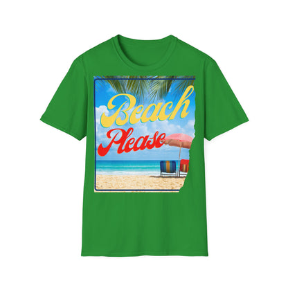 Beach Please Unisex Softstyle T-Shirt - Fun Summer Vibe for Beach Lovers