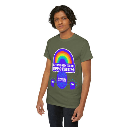 Living On The Spectrum Rainbow Tee, Autism Awareness Shirt, Sensory Sensitive T-Shirt, Gift for Neurodiversity