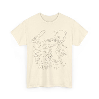 Wildlife Line Art Unisex Heavy Cotton Tee