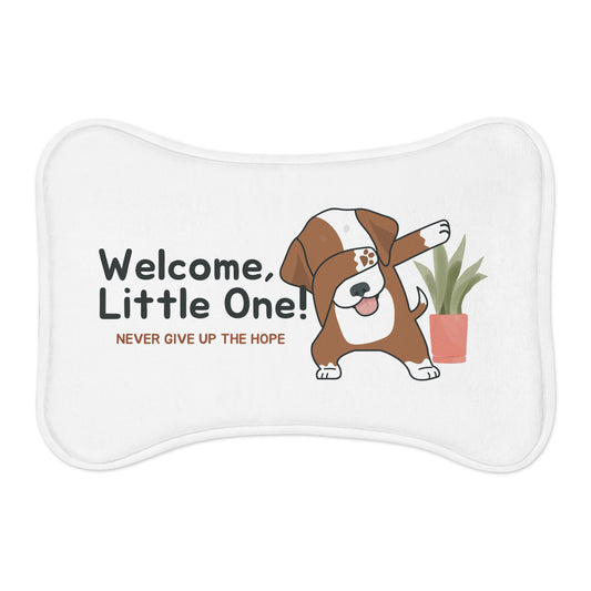 Cute Dog Feeding Mat - 'Welcome, Little One!' with Hopeful Design