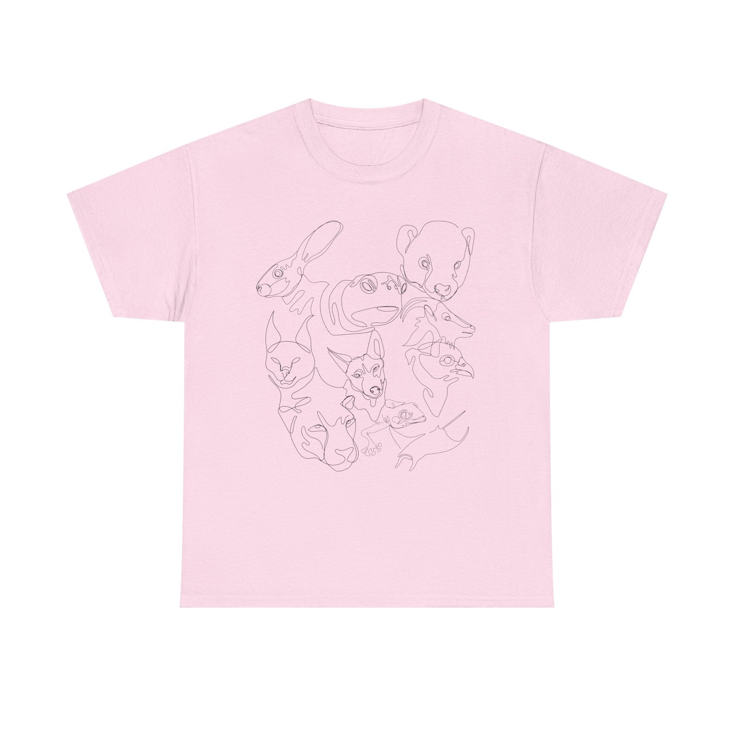 Wildlife Line Art Unisex Heavy Cotton Tee