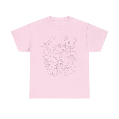 Wildlife Line Art Unisex Heavy Cotton Tee