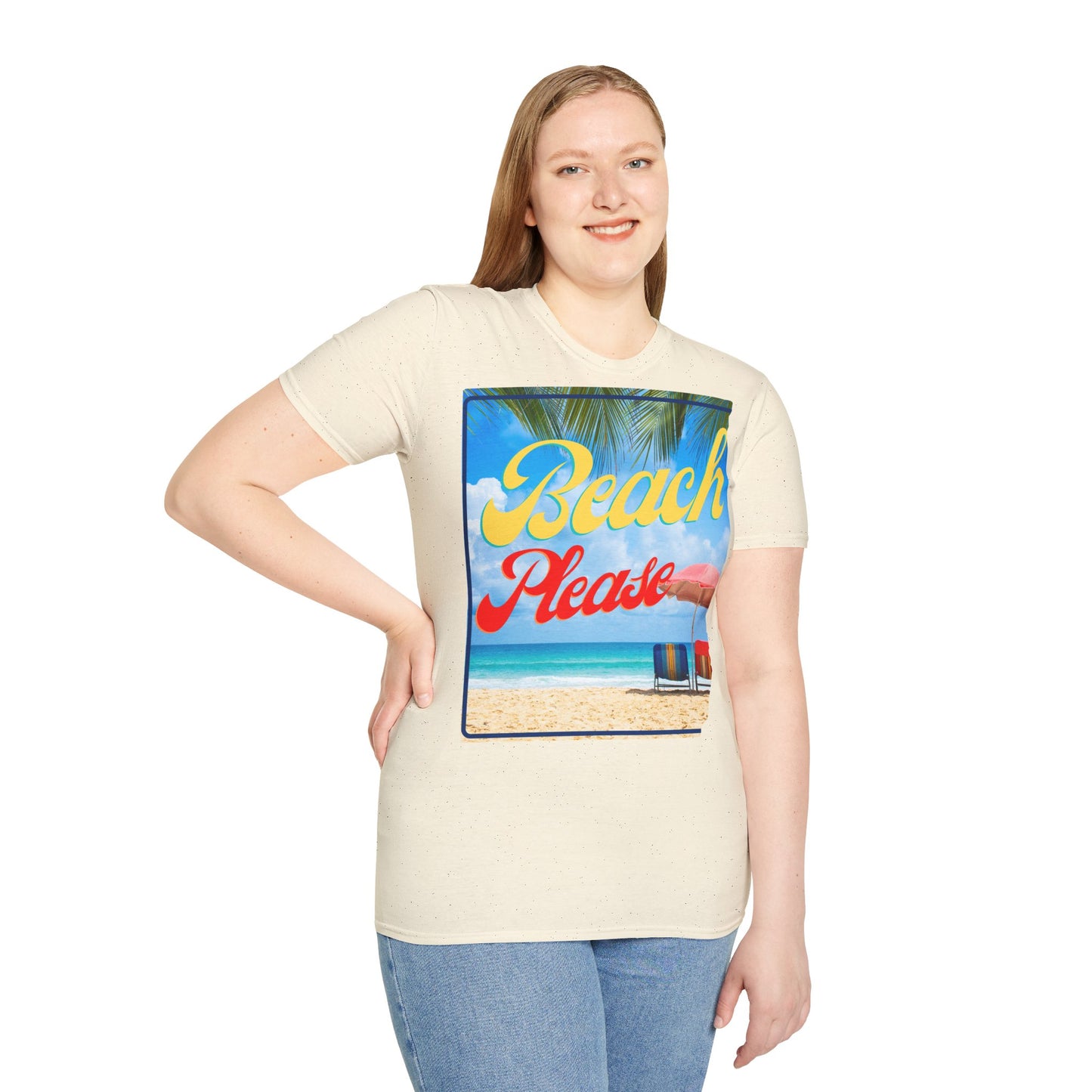Beach Please Unisex Softstyle T-Shirt - Fun Summer Vibe for Beach Lovers