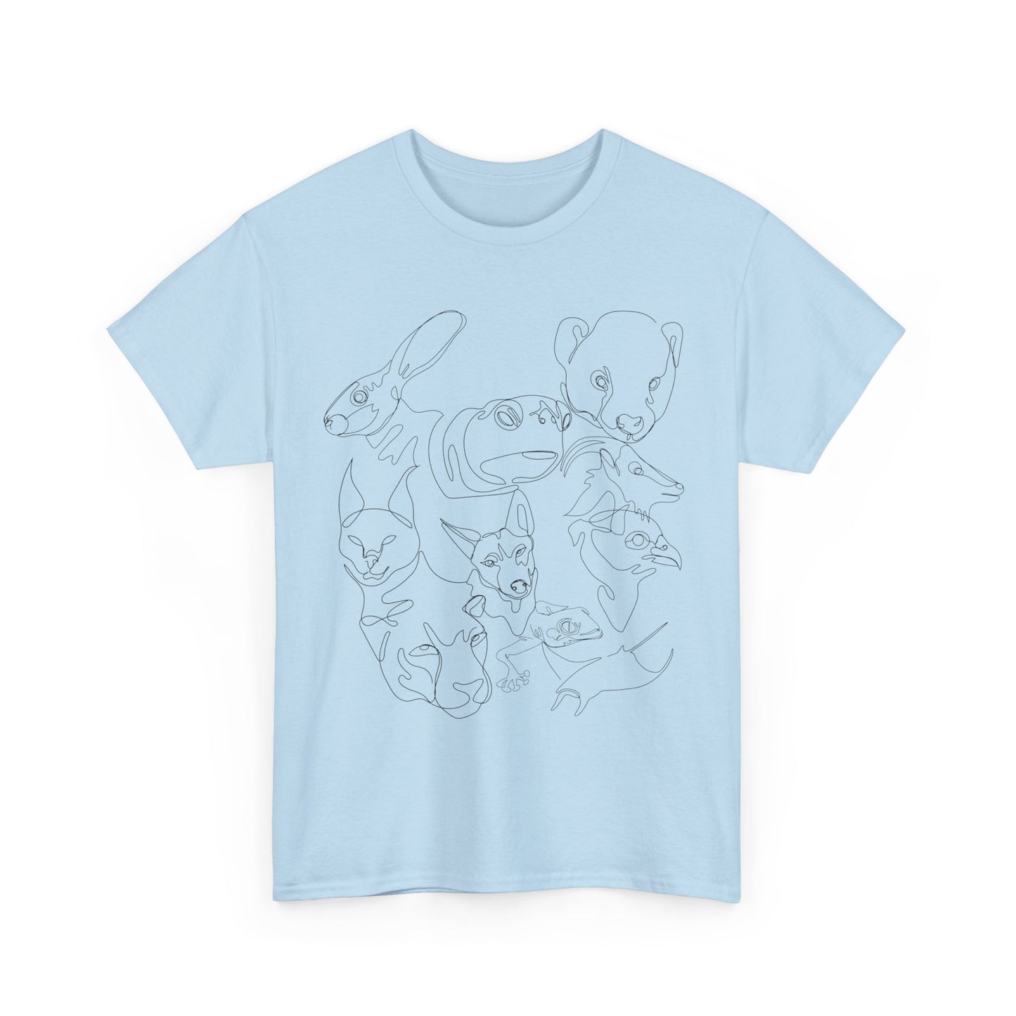 Wildlife Line Art Unisex Heavy Cotton Tee