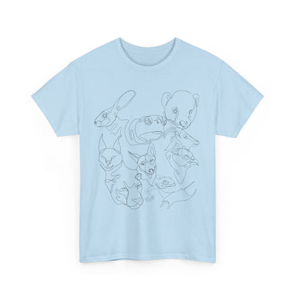 Wildlife Line Art Unisex Heavy Cotton Tee