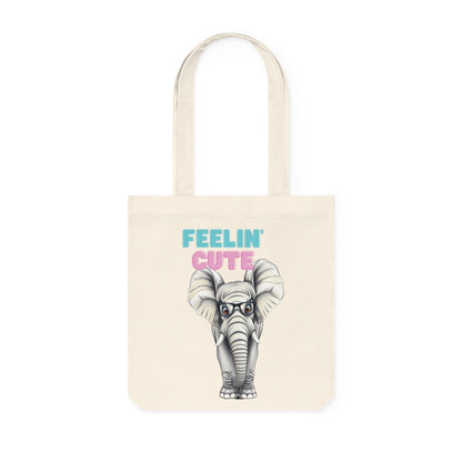 Feeling Cute Elephant in glasses - Woven Tote Bag