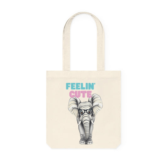 Feeling Cute Elephant in glasses - Woven Tote Bag