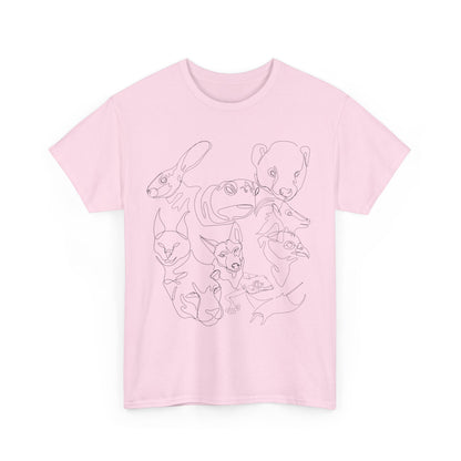Wildlife Line Art Unisex Heavy Cotton Tee